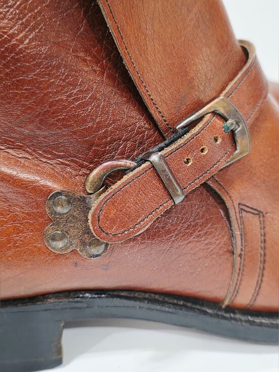Pedwin BEATLE Brown Leather Ankle Boot Strap Monk Vintage Pebbled Men 9 B Used main image 16